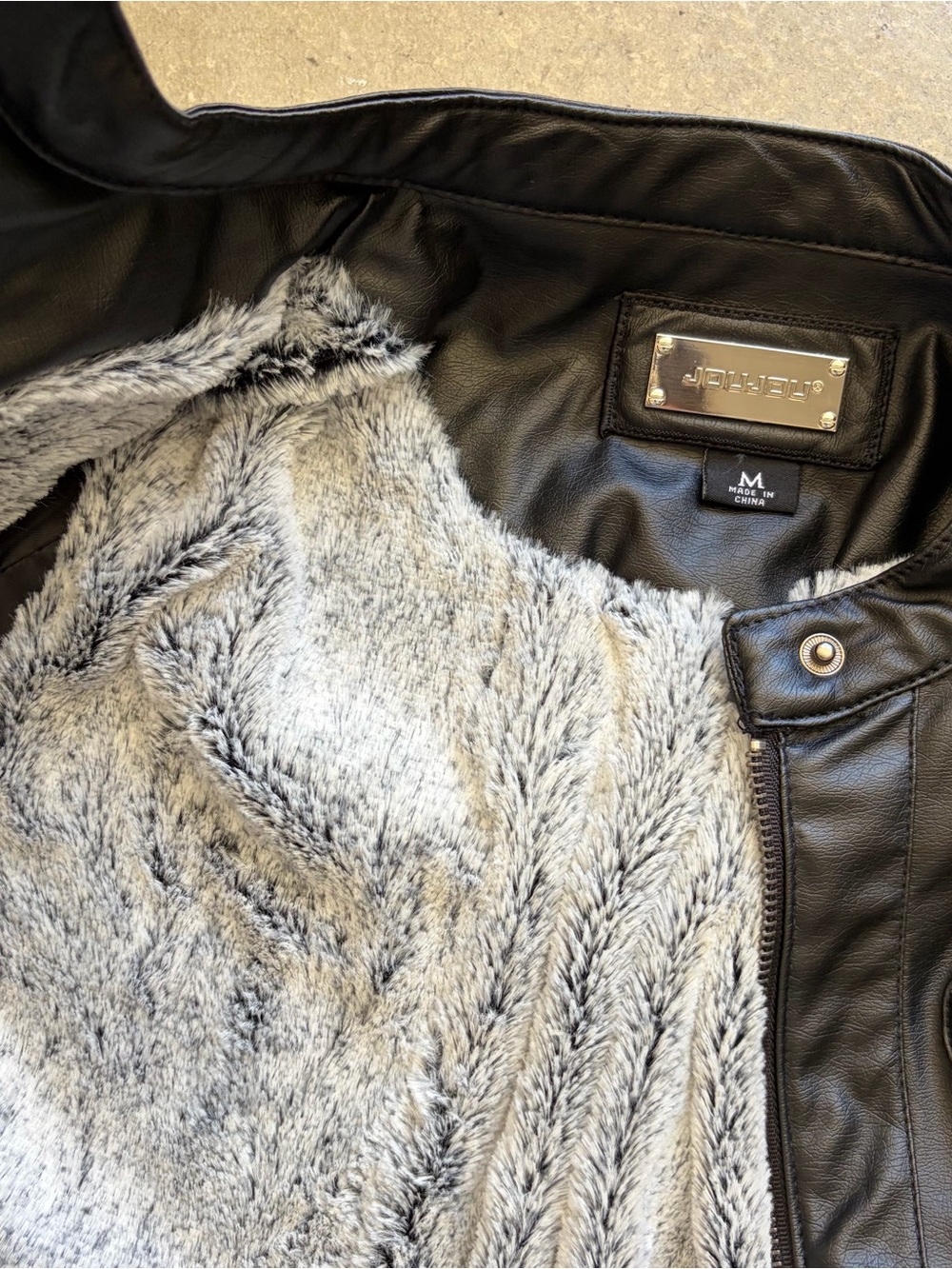 Classic Black Faux Leather Jacket - Women - Picture 4 of 5